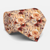Boho Brown Gold Floral Watercolor Blume Hochzeit Krawatte (Gerollt)