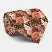 Boho Brown Gold Floral Watercolor Blume Hochzeit Krawatte (Gerollt)