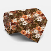 Boho Brown Gold Floral Watercolor Blume Hochzeit Krawatte (Gerollt)