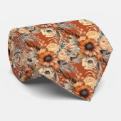 Boho Brown Gold Floral Watercolor Blume Hochzeit Krawatte (Gerollt)