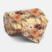 Boho Brown Gold Floral Watercolor Blume Hochzeit Krawatte (Gerollt)