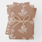 Boho Brown Hearts Blume Polka Dots Geschenkpapier Set (Beispiel)