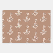 Boho Brown Hearts Blume Polka Dots Geschenkpapier Set (Vorderseite)