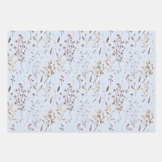 Boho Brown Hübsches botanisches Muster Geschenkpapier Set (Vorderseite 2)