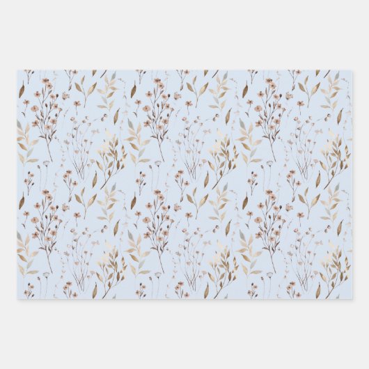 Boho Brown Hübsches botanisches Muster Geschenkpapier Set (Vorderseite)