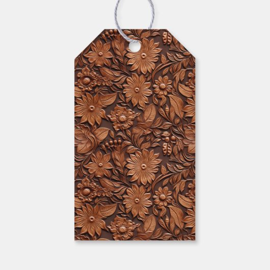Boho Brown Imitats Leather Floral Brautparty Geschenkanhänger (Rückseite)