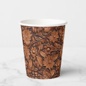 Boho Brown Imitats Leather Floral Brautparty Pappbecher (Rückseite)
