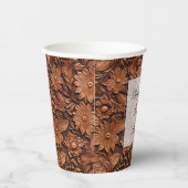 Boho Brown Imitats Leather Floral Brautparty Pappbecher (Rechts)
