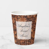 Boho Brown Imitats Leather Floral Brautparty Pappbecher (Vorderseite)