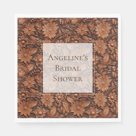 Boho Brown Imitats Leather Floral Brautparty Serviette