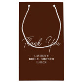 Boho Brown Minimalist Bridal Shower Thank You Kleine Geschenktüte (Rückseite)