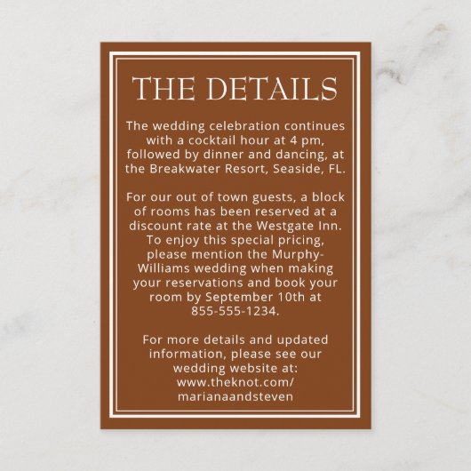 Boho Brown Minimalistisch Begleitkarte (Vorderseite)