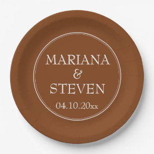 Boho Brown Minimalistisch Pappteller
