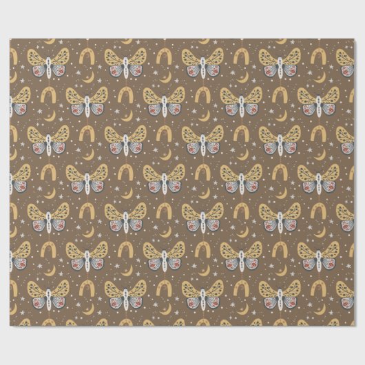 Boho Brown Moth Geschenkpapier (Flach)