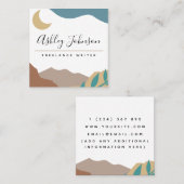 Boho Brown Mountains Moon Pastel Bohemisch Abstrak Quadratische Visitenkarte (Vorne/Hinten)