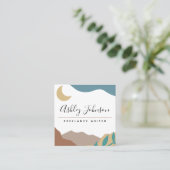 Boho Brown Mountains Moon Pastel Bohemisch Abstrak Quadratische Visitenkarte (Stehend Vorderseite)