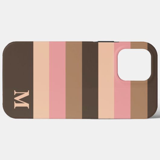 Boho Brown Neutral Stripes Monogram Trendy Initial Case-Mate iPhone Hülle (Rückseite (Horizontal))