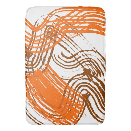 Boho Brown, Orange Abstract Design Badematte (Vorderseite Vertikal)