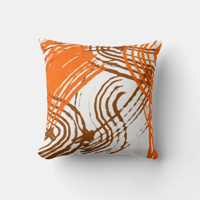 Boho Brown, Orange Abstract Design Kissen (Vorderseite)
