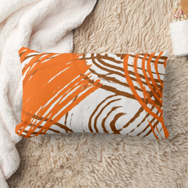 Boho Brown, Orange Abstract Design Lendenkissen (Decke)