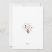 Boho Brown Pampas Grass Orchid Wedding Einladung (Rückseite)