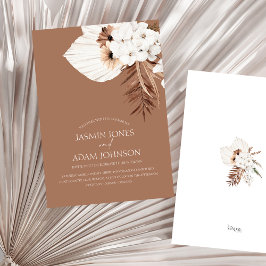 Boho Brown Pampas Grass Orchid Wedding Einladung