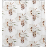 Boho Brown Pampas Grass White Orchio Monogramm Duschvorhang (Vorderseite)
