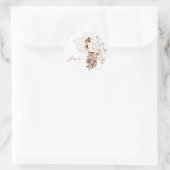 Boho Brown Pampas Grass White Orchio Monogramm Runder Aufkleber (Tasche)