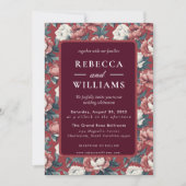 Boho Brown  Peonies Spring Wedding Invitation Einladung (Vorderseite)