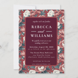 Boho Brown Peonies Spring Wedding Invitation Einladung