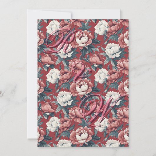 Boho Brown  Peonies Spring Wedding Invitation Einladung (Rückseite)