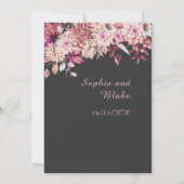 Boho Brown Pink Floral Winter Pebble Gray Wedding Einladung (Rückseite)
