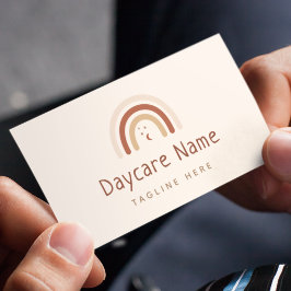 Boho Brown Rainbow Moon Stars Childcare Daycare Bu Visitenkarte