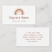 Boho Brown Rainbow Moon Stars Kinderbetreuung Visitenkarte (Vorne/Hinten)