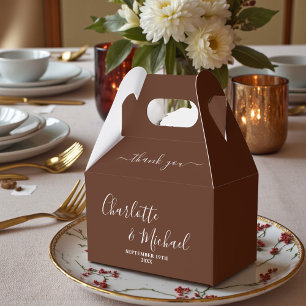 Boho Brown Schrift Minimalistische Hochzeit Danke Geschenkschachtel