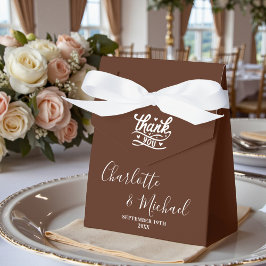 Boho Brown Script Minimalist Wedding Geschenkschachtel