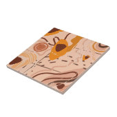 Boho Brown Tan Beige Orange Abstrakt Art Art Fliese (Seite)