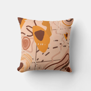 Boho Brown Tan Beige Orange Abstrakt Art Art Kissen