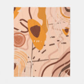 Boho Brown Tan Beige Orange Abstrakt Art Pattern Fleecedecke (Vorderseite)