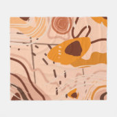 Boho Brown Tan Beige Orange Abstrakt Art Pattern Fleecedecke (Vorderseite (Horizontal))