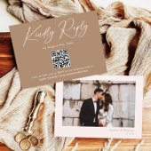 Boho Brown Taupe Wedding RSVP QR Code Begleitkarte