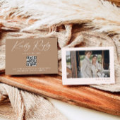 Boho Brown Taupe Wedding RSVP QR Code Begleitkarte