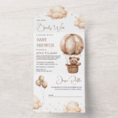 Boho Brown Teddy Bear Hot Air Ballon Babydusche All In One Einladung (Innen Boden)