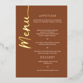 Boho Brown Terracotta Gold Fossilienkarte Folieneinladung (Vorderseite)