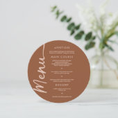 Boho Brown Terracotta Trendy Wedding Menu Einladung (Stehend Vorderseite)