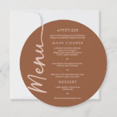 Boho Brown Terracotta Trendy Wedding Menu Einladung (Vorderseite)