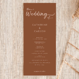 Boho Brown Terracotta Trendy Wedding Program