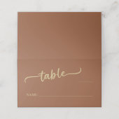 Boho Brown Trendy Script Wedding Platzkarte (Außenseite Aufgefaltet)