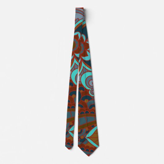 Boho, Brown und Türkis Krawatte (Rückseite)
