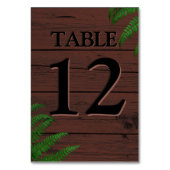 Boho Brown Wood Greenery Typografie Tischnummer (Rückseite)